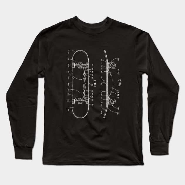 Skateboard Schematics Long Sleeve T-Shirt by Woah_Jonny